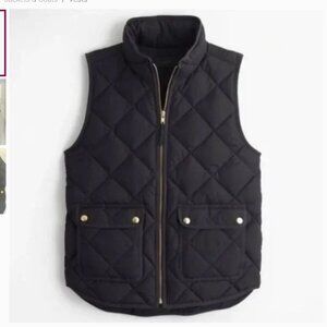 J. Crew Black Quilted Vest Black (Size Petite Medium)